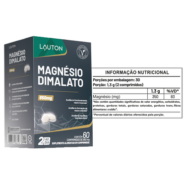 Magnésio Dimalato Max - 60 Cápsulas | Lauton